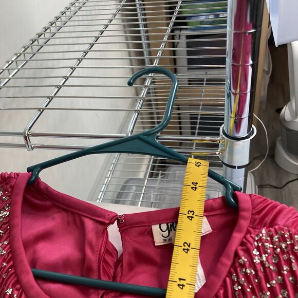 Vintage Gilberti Pink Sequin Pleated Midi Dress Size 12 Special Occasion 80’s - Picture 3 of 12